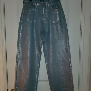 Wild Fable 6, Women's Shiny Silver High Rise Baggy Wide Leg Jeans